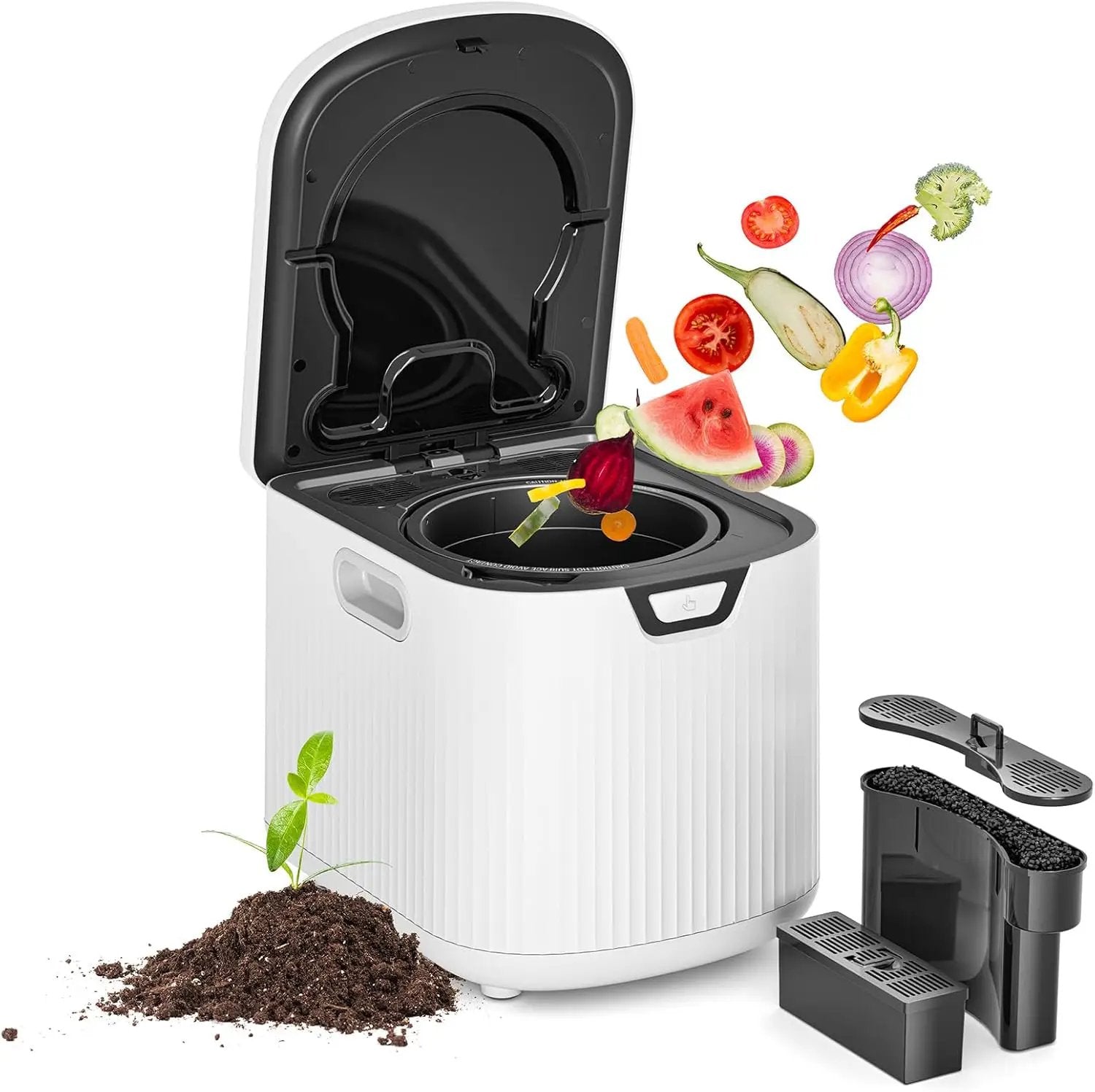 Electric Composter for Kitchen,Ouaken 3L Indoor Kitchen Waste Compost Machine Countertop Smart Composting Bin,Compact Food Recycler for Home with Low Noise,Odorless,Auto-Clean,LED Display by GreenHaven Gardens