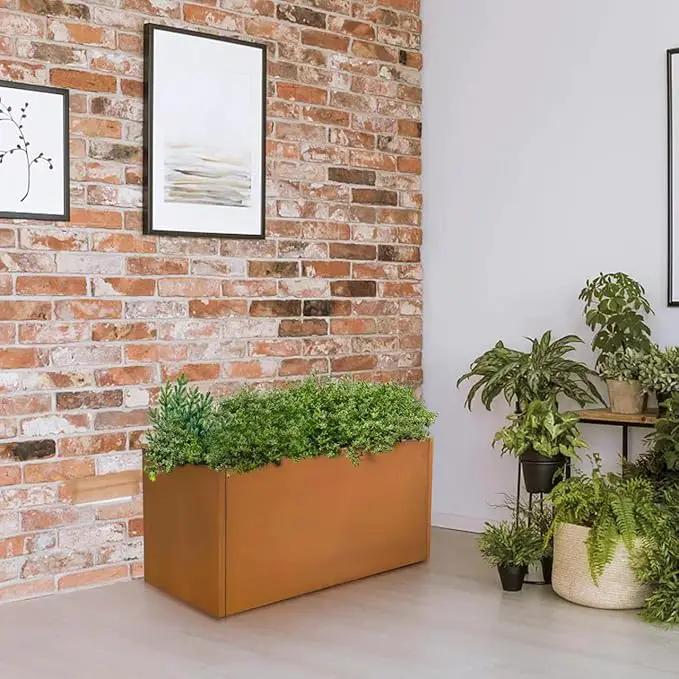 Corten Steel Planter Box Rectangular Planters Large Outdoor Planter Metal Planter Box for Tall Plant Trough Rustic Patina for Garden Yard Commercial Residential Farm 16 in x 31.5 in x 16 in by GreenHaven Gardens