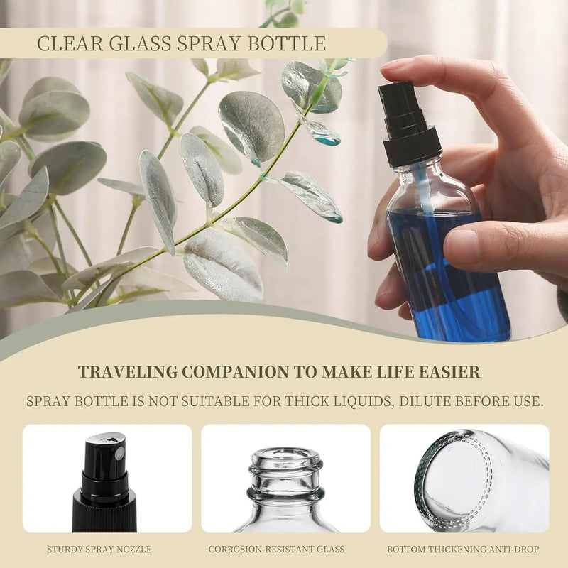 Clear Glass Small Spray Bottles 2 oz 48 Packs,Fine Mist Sprayer Pretty Finish,Refillable Containers mini spray bottles for Cleaning Solutions and Skin Care (Clear 48Pack) by GreenHaven Gardens