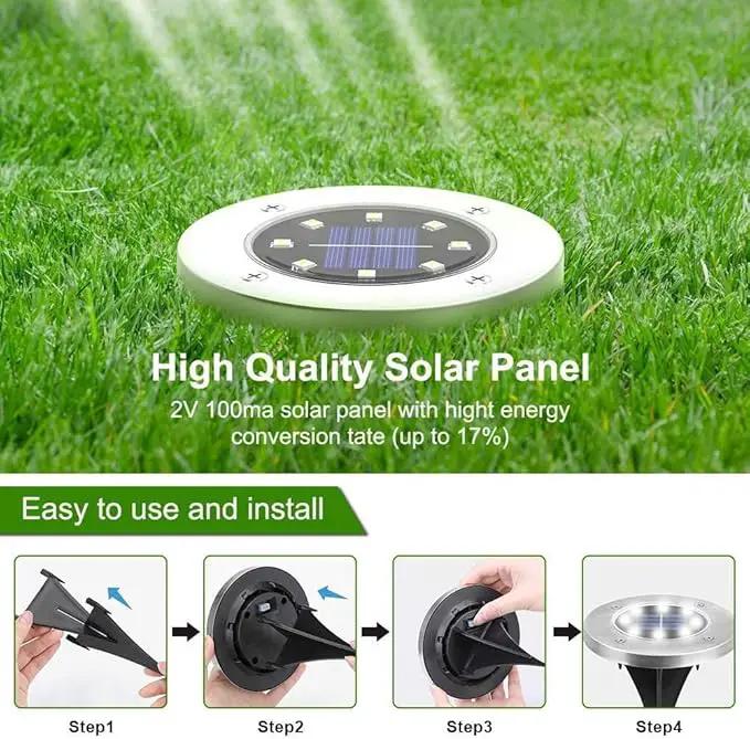 ZGWJ Solar Ground Lights, 12 Packs 8 LED Solar Garden Lamp Waterproof In-Ground Outdoor Landscape Lighting for Patio Pathway Lawn Yard Deck Driveway Walkway White by GreenHaven Gardens