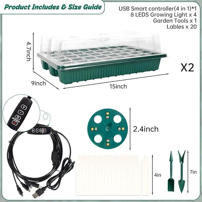 ZYP 2 PCS Seed Starter Kit with Grow Light, 80 Cells Seed Starter Tray for Indoor Planting,Germination Kit for Seed Starting Trays with Humidity Dome and Base by GreenHaven Gardens