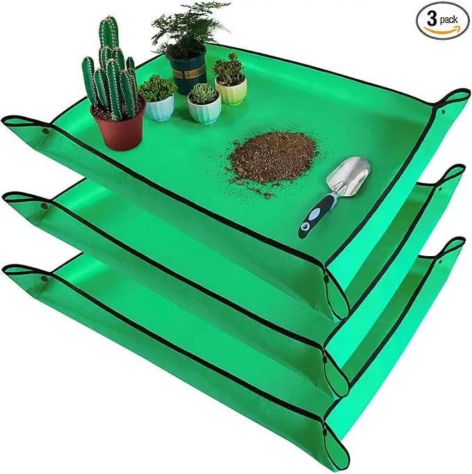 3 PCS 39.5"x 31.5" Large Repotting Mat for Indoor Plant Transplanting and Mess Control Thickened Waterproof Potting Mat Foldable Potting Tray Gardening Mat by GreenHaven Gardens