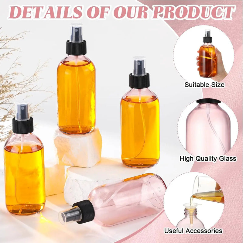 Norme 12 Pcs 8 oz Glass Spray Bottles with Funnels and Labels Refillable Cosmetic Empty Spray Bottles with Sprayer Containers for Essential Oil Cleaning Solutions(Pink,Stylish) by GreenHaven Gardens