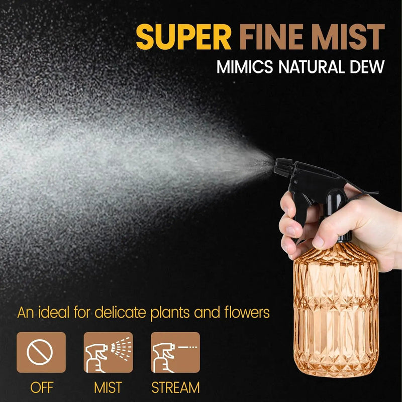 Glass Plant Spray Bottle, 13.5 oz Small Plant Mister, Leak Proof Fine Mist Watering can with Adjustable Nozzle for Indoor Plants Lover, Gardening, Hair, Cleaning Solutions (Orange) by GreenHaven Gardens