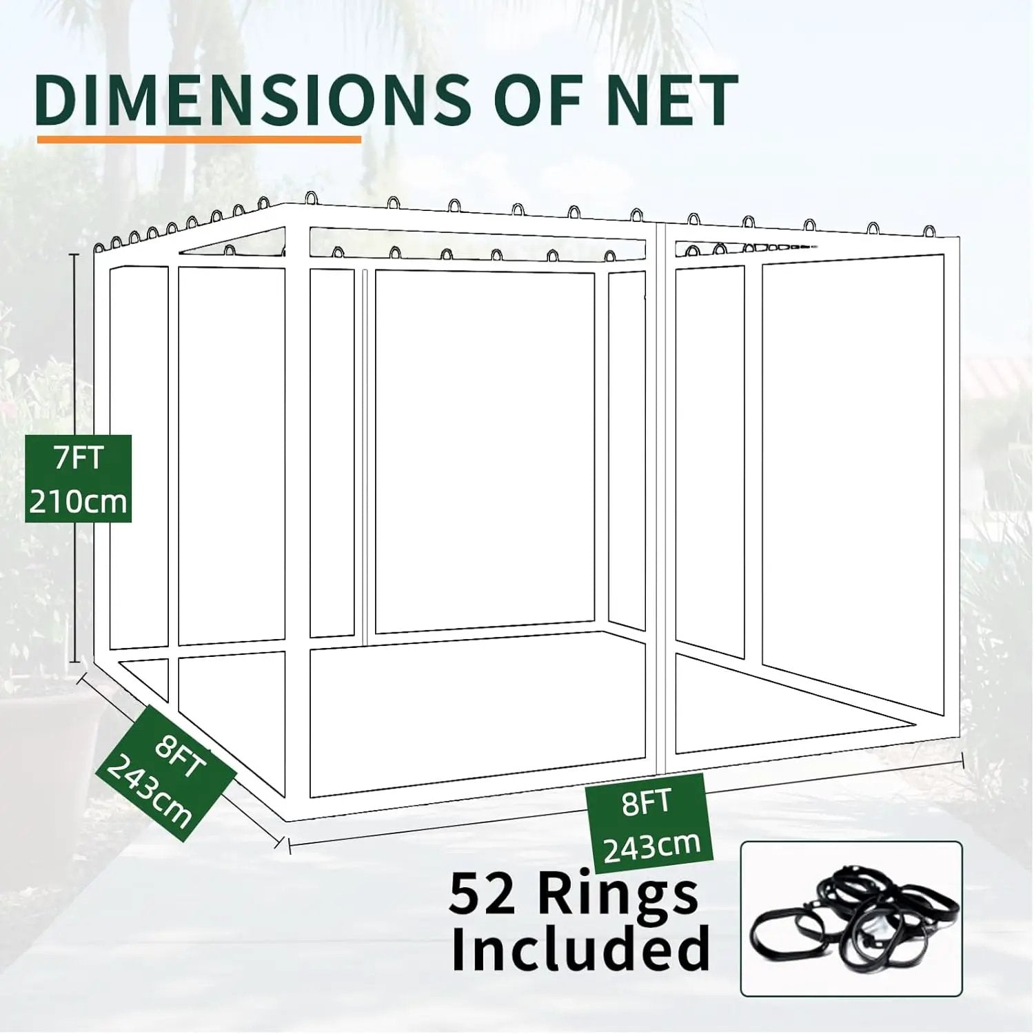 Replacement Gazebo Mosquito Netting 8' x 8',Universal Netting for Canopy Tent,4-Panel with Zipper for Outdoor Patio,Backyard (Mosquito Net Only,Black) by GreenHaven Gardens