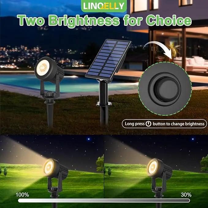 Solar Spotlights Outdoor 2Pack Warm White Auto Dusk to Dawn Landscape Lights, IP65 Waterproof Solar Lights for Garden Yard Path 2-in-1 Ground or Wall Mount by GreenHaven Gardens