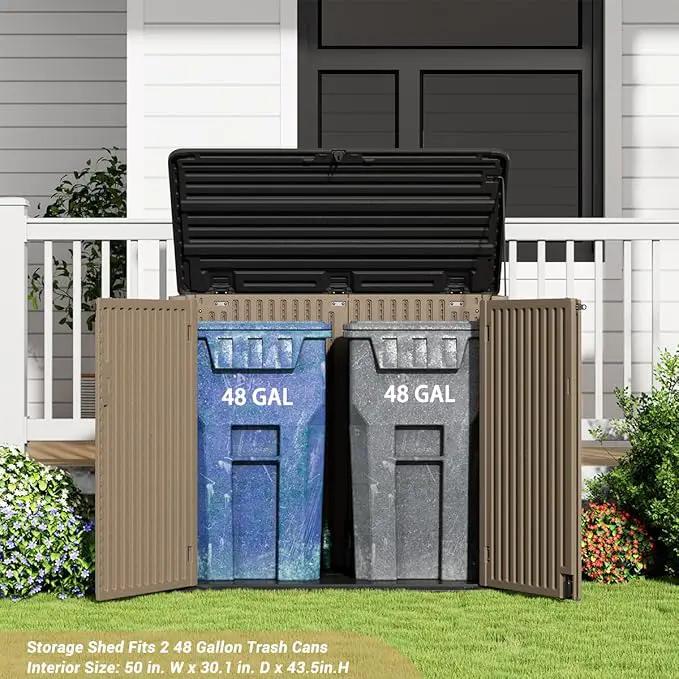 KINYING Larger Outdoor Storage Shed Weather Resistance, Resin Sheds & Outdoor Storage for Garden, Patios, Backyards, 48 Cu.Ft Tool Shed for Garbage Cans, Lawn Mower, Garden Tools,Brown by GreenHaven Gardens
