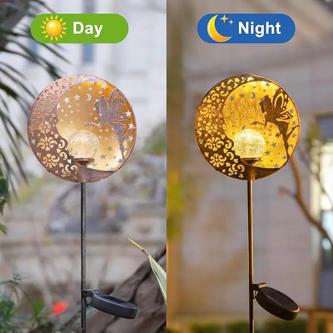 Tryme Solar Fairy Garden Lights - Moon Star Glass Globe Pathway Stake, Waterproof Outdoor Decorative Lights for Patio, Yard, Lawn by GreenHaven Gardens