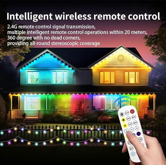 100ft Permanent Outdoor Lights for House, IP67 Waterproof RGB+IC LED Eaves Lights, 54 Scene Modes Outdoor Lighting for Christmas Garden Party Holiday Decorations, with App/Remote Control by GreenHaven Gardens