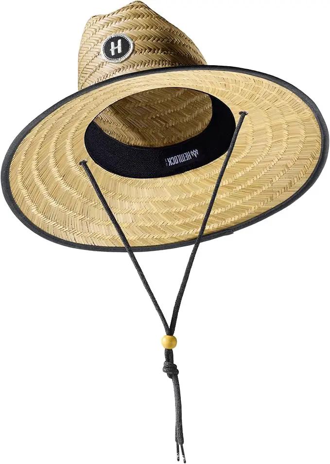 Straw Hat for Men & Women | Lifeguard Hat, Beach Hat & Sun Hat | UPF 50+ Wide Brim for Sun Protection | One Size | Hemlock by GreenHaven Gardens