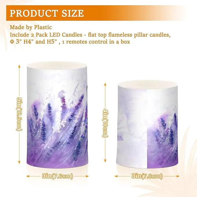 Flickering Flameless Candles, Lavender Butterfly Purple LED Candles with Remote Timer, Set of 2 Battery Operated Candle for Valentine Wedding Birthday by GreenHaven Gardens