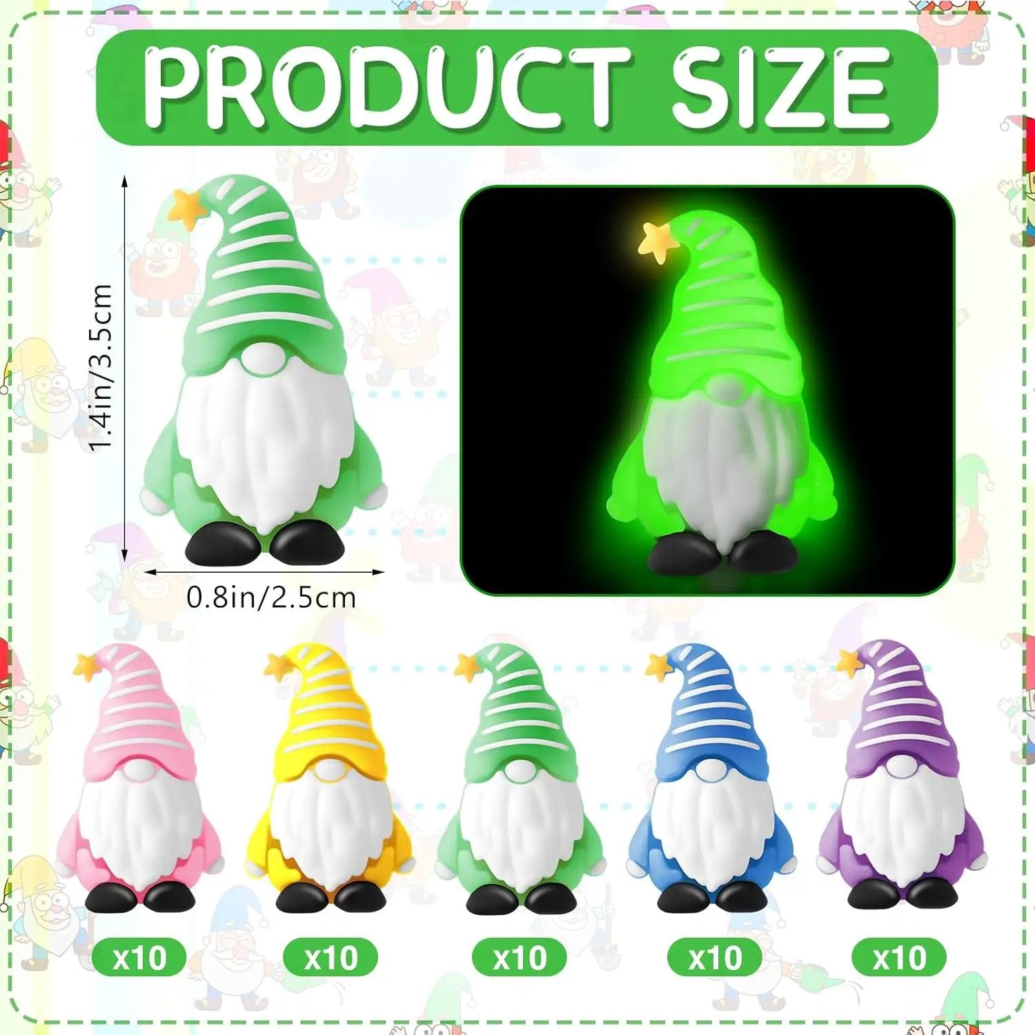 50 Pcs Luminous Mini Gnomes Figurines Fairy Glow in Dark Garden Miniature Gnome Figurines Decor Funny Poses Garden Yard Home Patio Lawn Backyard Hide See DIY Craft by GreenHaven Gardens