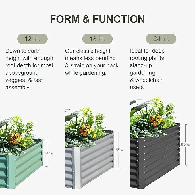 Domi Raised Garden Beds Outdoor, 6x3x1.5Ft Thickening Tall Metal Rectangular Deep Root Box Planter for Vegetables, Flowers, Herbs, and Succulents 1.5" Deep w/ 192 Gallon Capacity - Green by GreenHaven Gardens