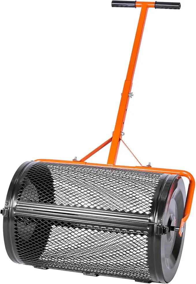 VEVOR Compost Spreader, 24 in Wide Peat Moss Spreader with T Shaped Handle, 3 Heights Adjustable, Powder-Coated Steel Garden Peat Moss Roller, Heavy Duty Grass Seed Spreaders for Planting Seeding by GreenHaven Gardens