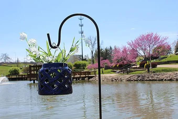 Ashman Black Shepherd Hook 48 Inch (2 Pack), 10MM Thick, Super Strong, Rust Resistant Steel Hook Ideal for Use at Weddings, Hanging Plant Baskets, Solar Lights, Lanterns, Bird Feeders. by GreenHaven Gardens