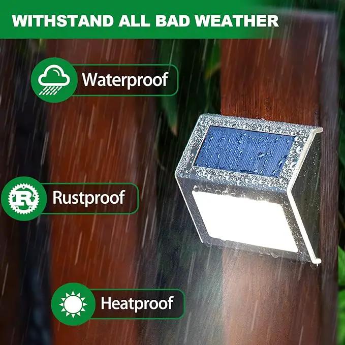 JSOT Outdoor Fence Lights,12 Pack Solar Powered Deck Lights Waterproof Stairs Light Stainless Steel Security Wall Lamps for Step Walkway Patio Garden Pathway - Cool White by GreenHaven Gardens