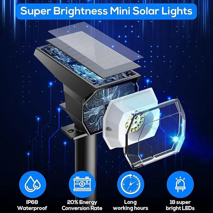 EIUIO Solar Outdoor Lights, 3 Lighting Modes Solar Spot Lights Outdoor with Auto On/Off, Waterproof Landscape Lighting for Garden Yard Pathway by GreenHaven Gardens