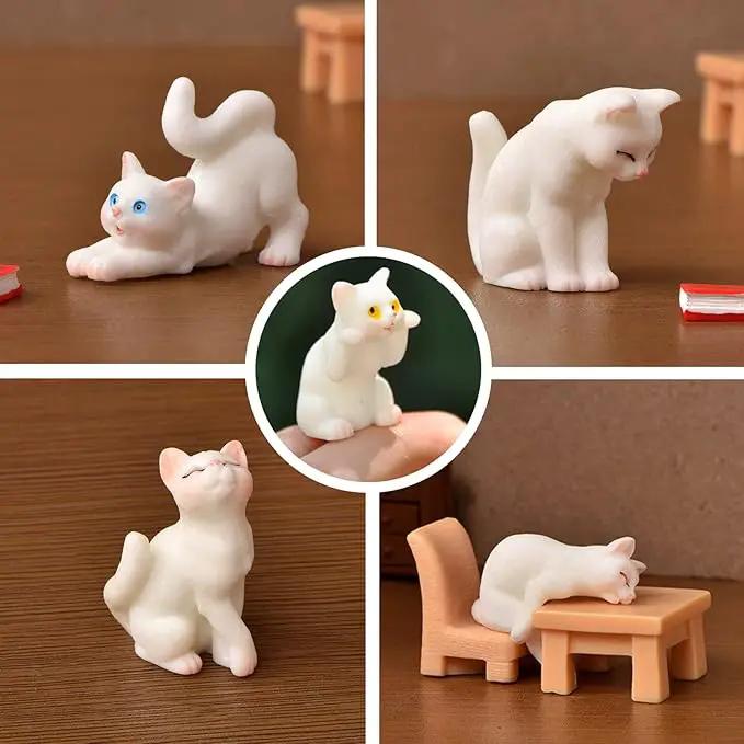 CLYTTE Miniature Cat Figurines for Cat Lovers, Lovely Cute Small Cat Figures Decor, Fairy Garden Tiny Kitten Statue Set Succulent, Mini Terrarium Animal Statues Ornaments for Home Decoration by GreenHaven Gardens