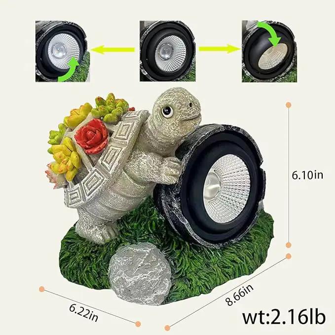 Garden Statue Turtle with Solar Spot Lights Outdoor Waterproof, Solar Figurines Turtle Light for Outside Pathway, Patio, Yard, Lawn, Porch, Home Decoration, Unique Gift. by GreenHaven Gardens