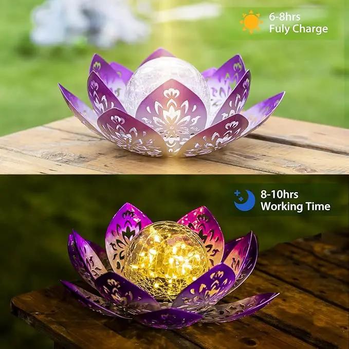 Huaxu Solar Garden Lights Outdoor Decorative - Bright Lotus Flower Table Lamp, Waterproof Solar Lights for Patio Pathway Yard Balcony Outside Decor by GreenHaven Gardens