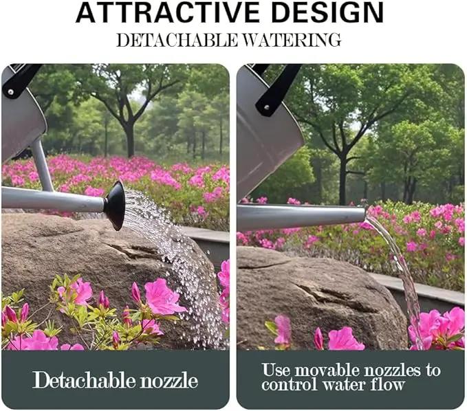 Metal Watering Can, One Gallon Watering Cans Stainless Steel for Outdoor Indoor Garden Plants Watering (Silver 1 Gallon) by GreenHaven Gardens