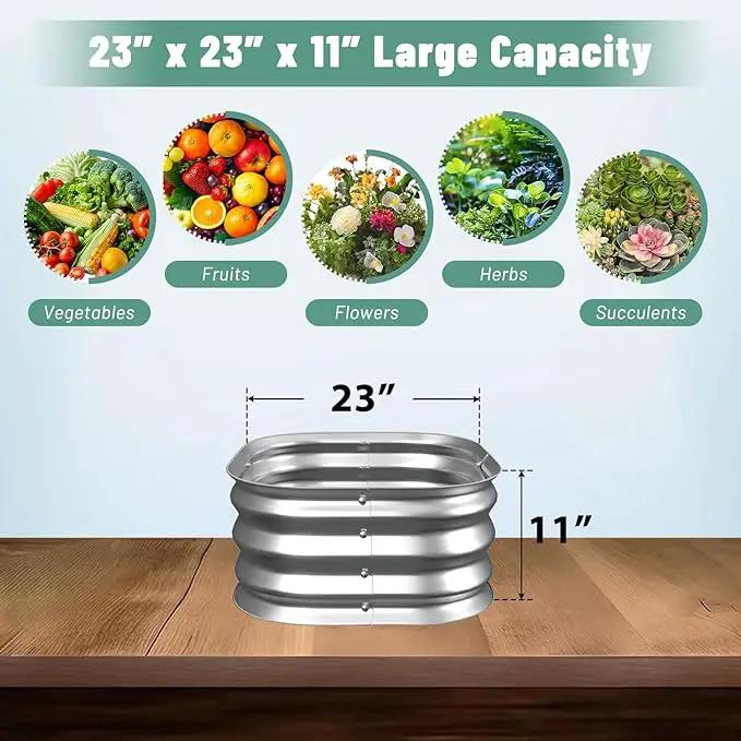 Raised Garden Bed, 2×2×1ft Galvanized Steel Planter Boxes, Heavy Duty Outdoor Raised Garden Bed Planter Kit for Gardening, Rustproof Garden Beds for Vegetables, Fruits, Flower Grow by GreenHaven Gardens
