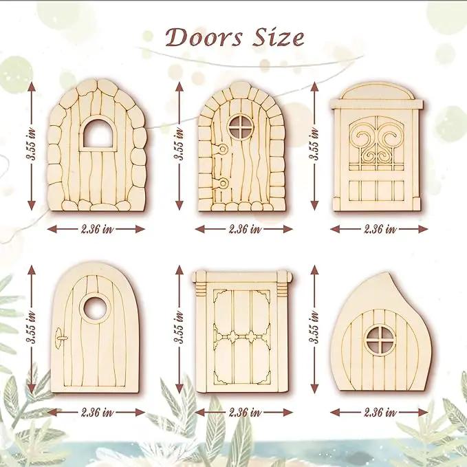56 Pcs Fairy Door & Window Craft Kit - Wooden Garden Doors, Mini Fences, Unpainted Miniature Accessories for Home Party Event Decor - DIY Fairy House Decorations (Antique) by GreenHaven Gardens