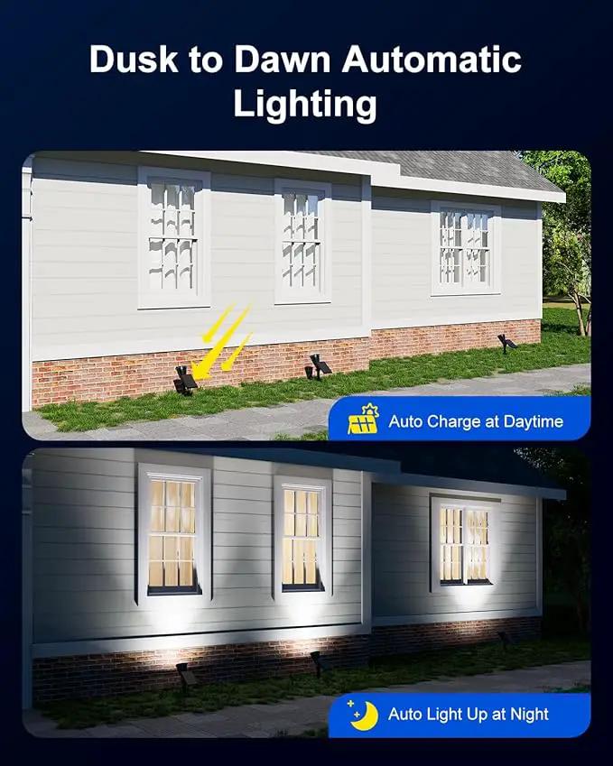 4 Pack Solar Spotlights Outdoor Waterproof for Tree, Statue, Flower, Pot, Bush, Wall, Bright LED Outside Landscape Flood Lights for Security Uplighting Yard, Garden, Driveway, Walkway, House, Fence by GreenHaven Gardens