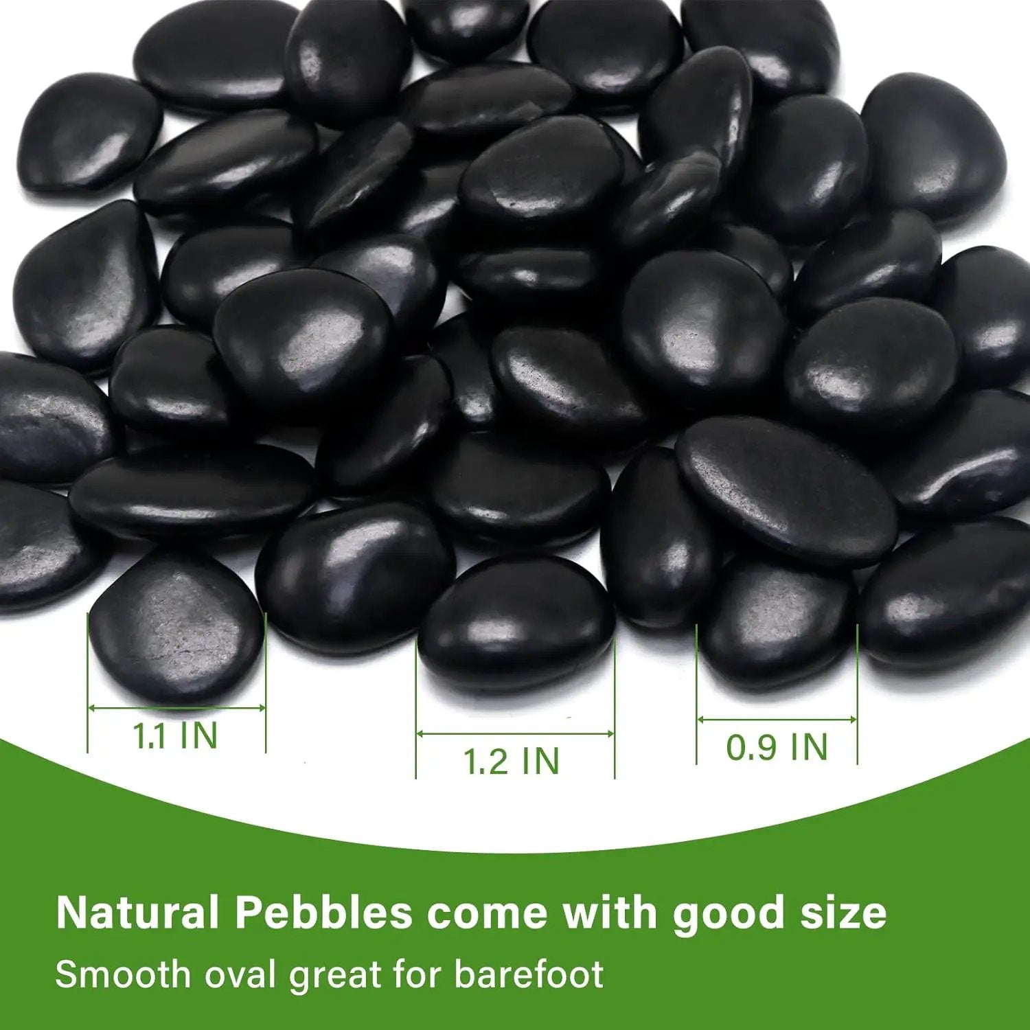 10in River Rock Stepping Stones Set - 6 Pack | Polished Pebble | Long-Lasting PVC Mesh Backing | Perfect for Garden Paths and Lawns Outdoor Landscaping Decoration | Black Circle by GreenHaven Gardens