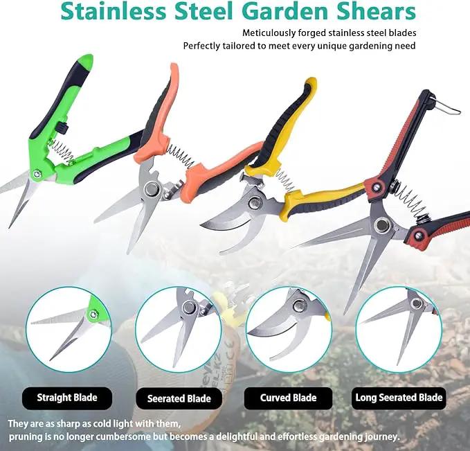 4 Pack Garden Pruning Shears Scissors Set, Stainless Steel Sharp Clippers Flower Shears Florist Scissors with Non-Slip Grip for Plant Tree Trimmers Secateurs by GreenHaven Gardens
