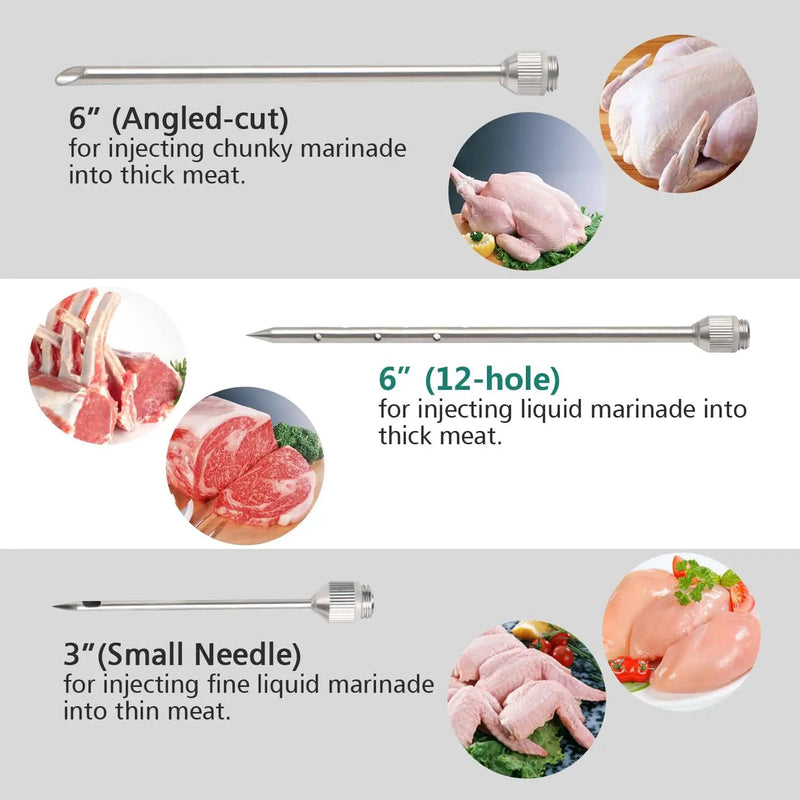 Meat Injector - 3 Needles for Smoking Meats, Beef, Turkey; 2-Oz Marinade Injector Syringe; User Manual Included by GreenHaven Gardens
