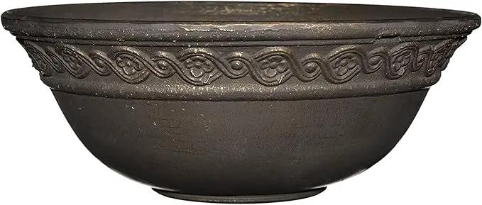 Classic Home and Garden Indoor/Outdoor Round Corinthian Resin Flower Pot Planter Bowl, Bronze, 12" by GreenHaven Gardens