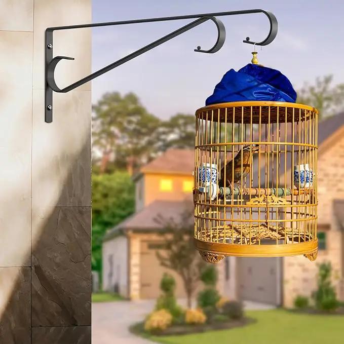 Plant Hangers Outdoor (2 Pack-15.5 Inch Black) Plant Hooks Heavy Duty Iron Plant Hanger Hook for Wall, Hanging Plant Bracket for Planters, Bird Feeders, Lanterns, Wind Chimes, Outdoor by GreenHaven Gardens