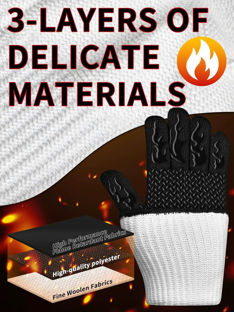 BBQ Oven Gloves 1472℉ Heat Resistant Oven Mitts Silicone Non-Slip Cooking Gloves for Barbecue, Grilling, Baking, Welding, Smoker (A Pair) (Black) by GreenHaven Gardens