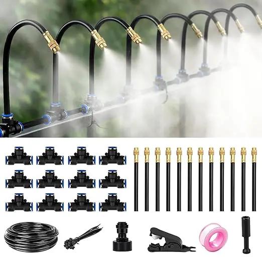 360° Adjustable Drip Irrigation System - 66FT Garden Watering System with 20 Nozzles, Garden Irrigation System, Greenhouse Accessories, Atomizing System for Yard, Lawn, Plants, 5/16 inch Hose (66FT) by GreenHaven Gardens