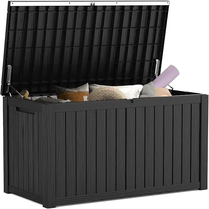 Mars Villa 180 Gallon Outdoor Storage Box Waterproof, Extra Large Resin Deck Box, Outside Storage Bin for Patio Furniture Cushions, Pool Supplies, Sports Gear, UV Resistant and Weatherproof, Black by GreenHaven Gardens