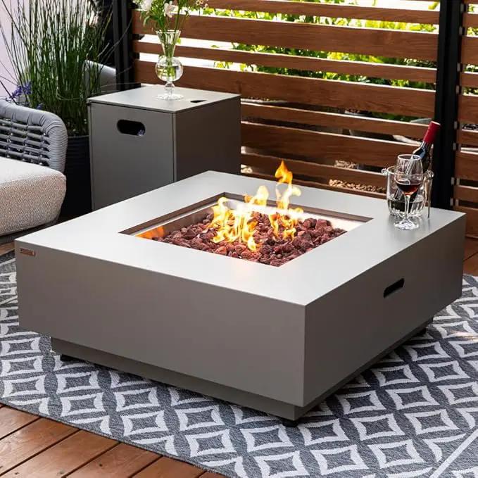 Ashton 36” Propane Fire Pit Smokeless Firepit Outdoor Gas Fire Pit for Outside Patio Firepit Table Includes Rain Cover Converter Kit Lava Rocks Lid CSA Certified by GreenHaven Gardens