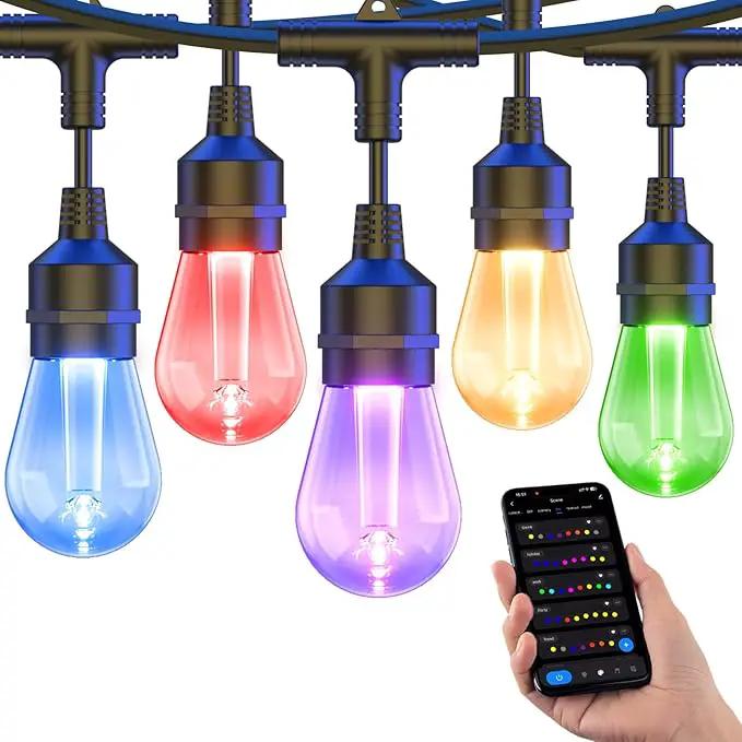 XMCOSY+ Smart Outdoor String Lights, 98Ft Patio Lights Waterproof, App Control, Compatible with Alexa, RGBCWIC Color Changing LED String Light for Outside by GreenHaven Gardens