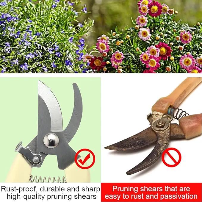Premium garden shears, meperez pruning scissors gardening tools, pruners for flower, bushes, rose and fruit tree, use for florist, yard and orchard the plant clippers, sharp white steel anvil snips, 2 by GreenHaven Gardens