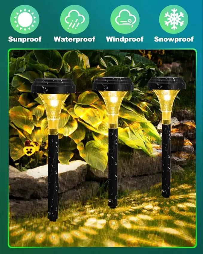 Solar Pathway Lights 12 Pack, Outdoor Solar Garden Yard Light RGB Color Changing+Warm White IP67 Waterproof, Solar Powered Garden Lights for Walkway Yard Backyard Lawn Landscape by GreenHaven Gardens