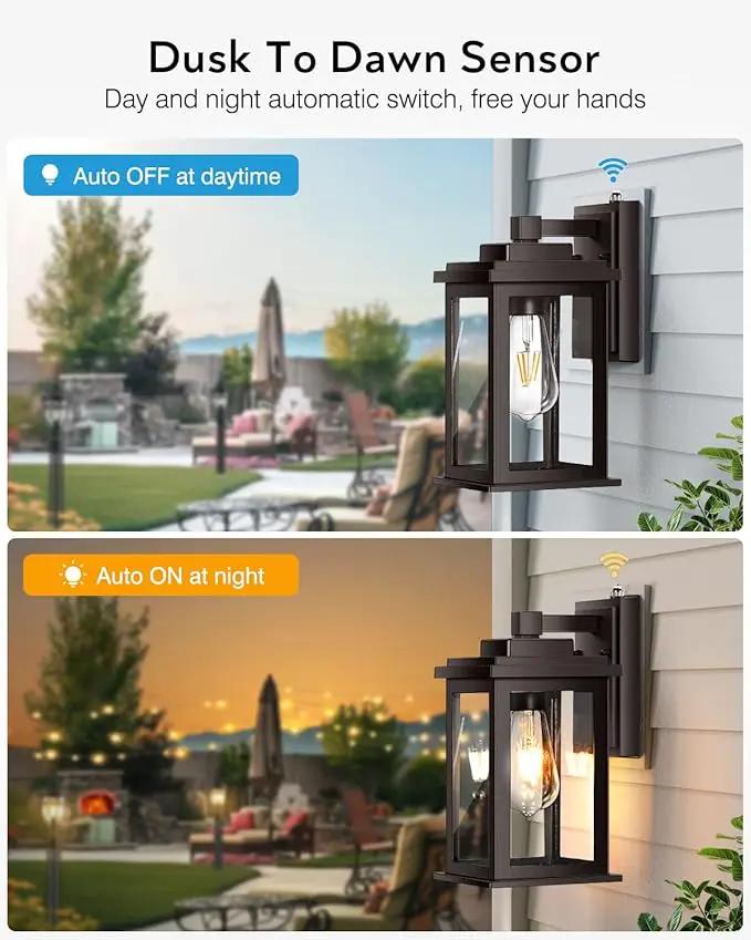 VIANIS Bronze Dusk to Dawn Outdoor Lighting, 2 Pack Outdoor Lights for House, Waterproof Porch Lights, Exterior Lighting Fixtures with Tempered Glass, for House,Garden, Garage,Hardwired, Non-Solar by GreenHaven Gardens