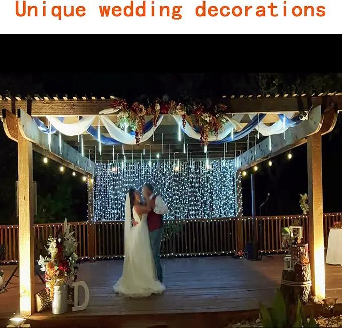 Outdoor Meteor Shower Lights - 16 Inch 8 Tube Snow Falling Icicle Cascading Lights for Xmas, Wedding Party, UL Plug, White by GreenHaven Gardens