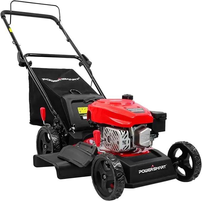 PowerSmart Lawn Mower Gas Powered, 18-Inch 144cc Engine 3-in-1 Walk-Behind Push Lawn Mower, Oil Included by GreenHaven Gardens