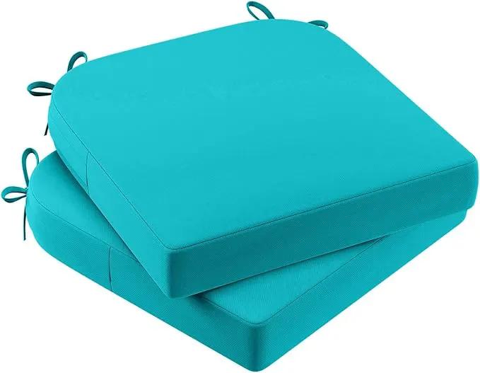 AAAAAcessories Outdoor Seat Cushions for Chairs, Waterproof, Fade-Resistant Patio Furniture Replacement Cushions, 17" x 16" x 2", Set of 2, Turquoise by GreenHaven Gardens