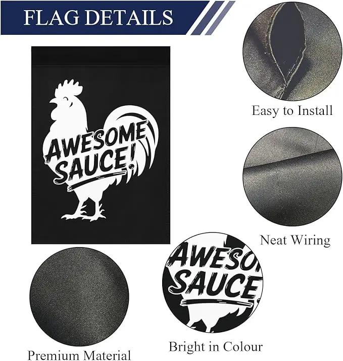 Awesome Sauce Rooster Garden Flag Art Banners House by GreenHaven Gardens
