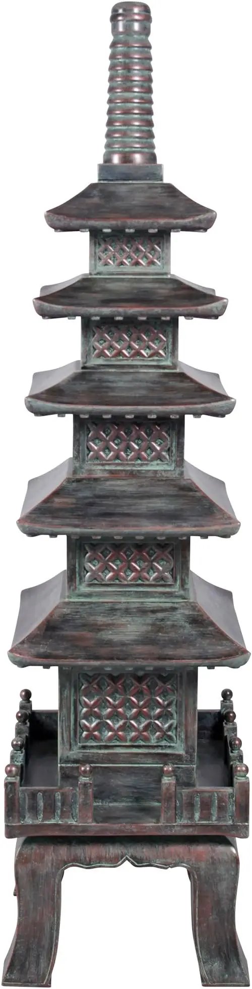 Design Toscano Nara Temple Pagoda Asian Decor Garden Statue, Grande 71 Inch Tall, Fiberglass Cast Stone Resin, Verdigris Green Bronze Finish by GreenHaven Gardens