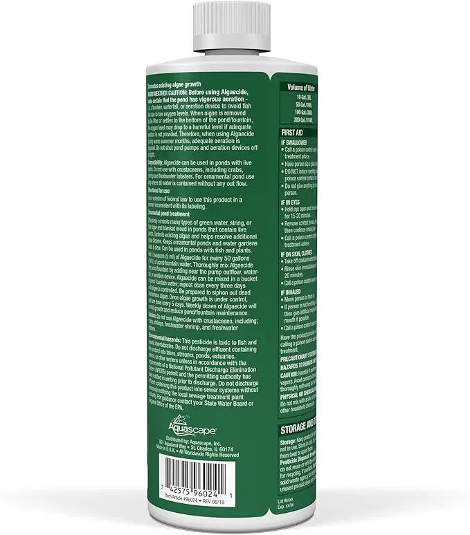 Aquascape Algaecide for Ponds, Waterfalls, and Fountains – Fast-Acting Algae Control, 32 oz / 946 ml, 96024 by GreenHaven Gardens