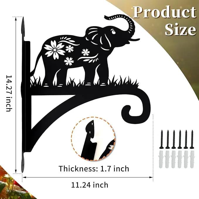Hanging Plant Hanger Bracket, Heavy Duty Iron Wall Plant Hanger for Bird Feeder, Decorative Baby Elephant Silhouette Plant Hooks Hanging Plant Hangers Outdoor for Wind Chimes Flower Pot Lantern by GreenHaven Gardens