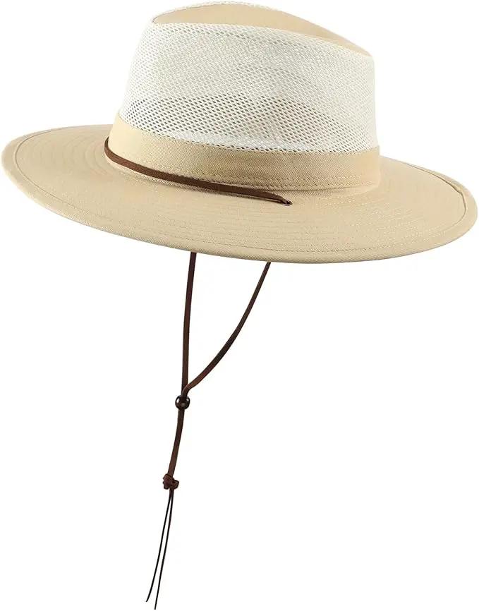 Home Prefer Cotton Summer Fedora Hat Wide Brim Sun Hats for Men Women UPF 50+ Sun Protection Cap for Fishing Hiking