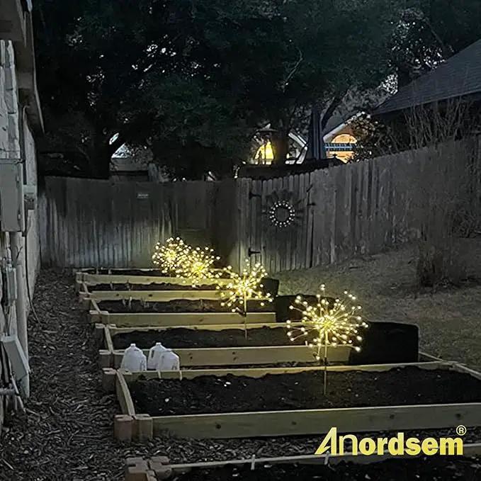 Anordsem Solar Lights Outdoor Waterproof: Garden Light Solar Powered for Yard Outside - Sparkler Fireworks Twinkle Lighting Patio Decor 4 Pack - LED Starburst Gardening Gifts for Women Gardener by GreenHaven Gardens